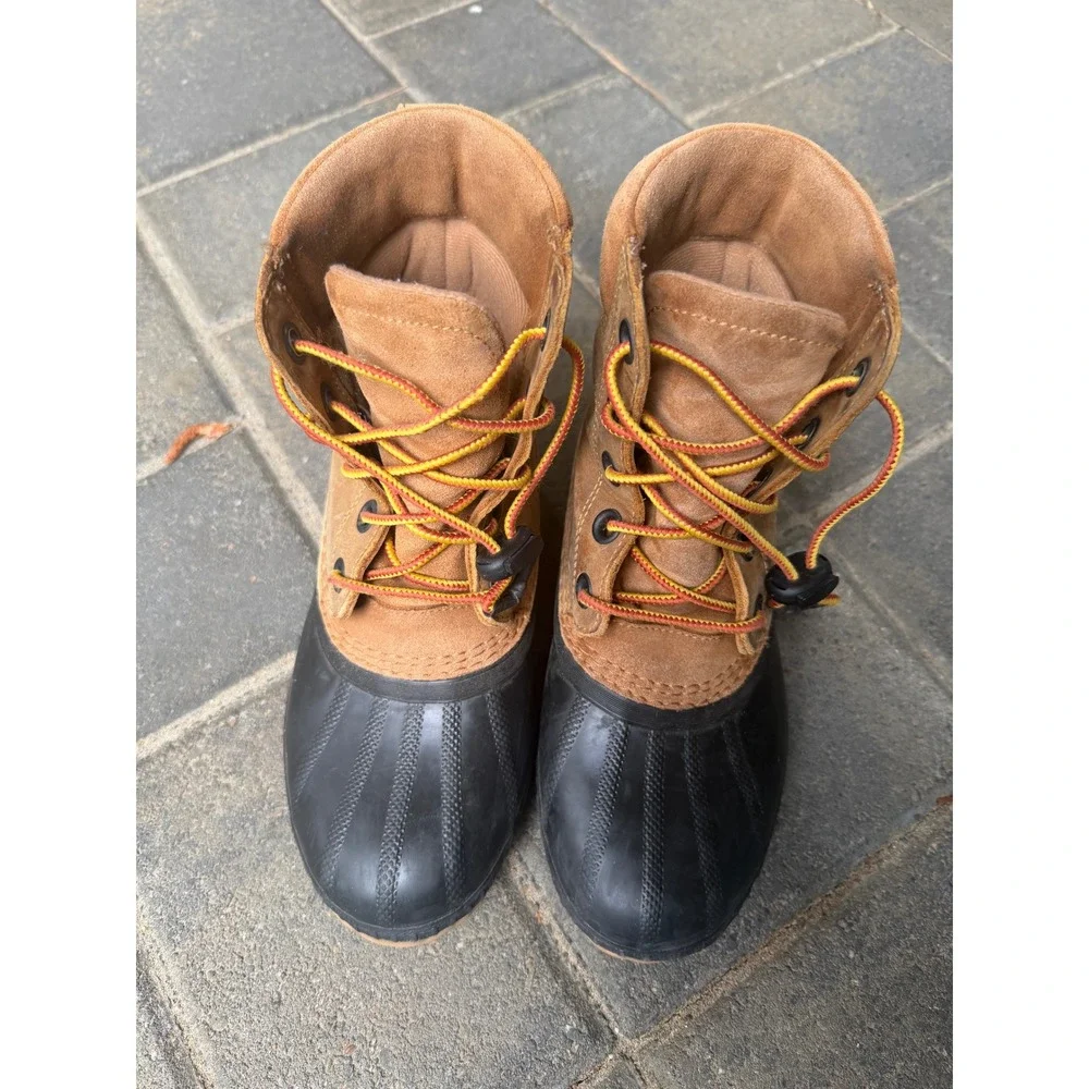 Sorel Youth Cheyenne Duck Boots Brown Leather Waterproof NY3961-286 Size 5